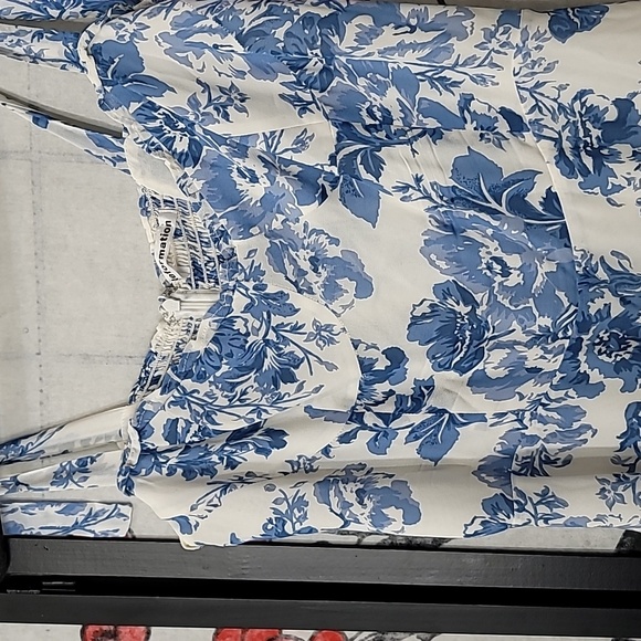 Reformation Nikita Olympia Blue White Floral Print Dress Size 10 - Picture 8 of 12